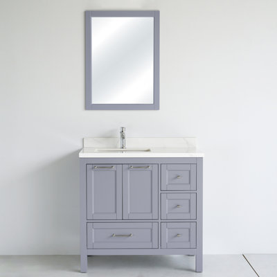 Meuble-lavabo simple 36 po avec plateau en céramique Selena
