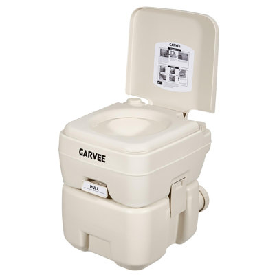 5.3 Gallon Portable Toilet for Camping, with Carry Bag & Detachable Tank, Ideal for Boat, Truck & RV Use, Beige