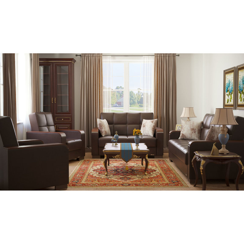Fauteuil rembourré avec rangement intégré - Cuir d'unité centrale brun, pour un bureau moderne à fonctionnalité confortable