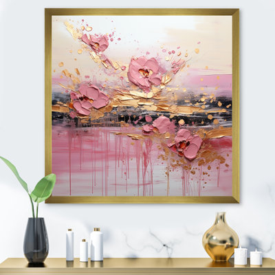 Gold And Pink Modern Liquid Shapes II - Abstract Wall Art Decor