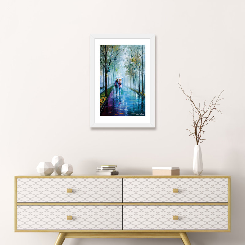 Reproduction d’art sur toile tendue, "promenade brumeuse" par Leonid Afremov, H 24 po x l 16 po x P 1 po