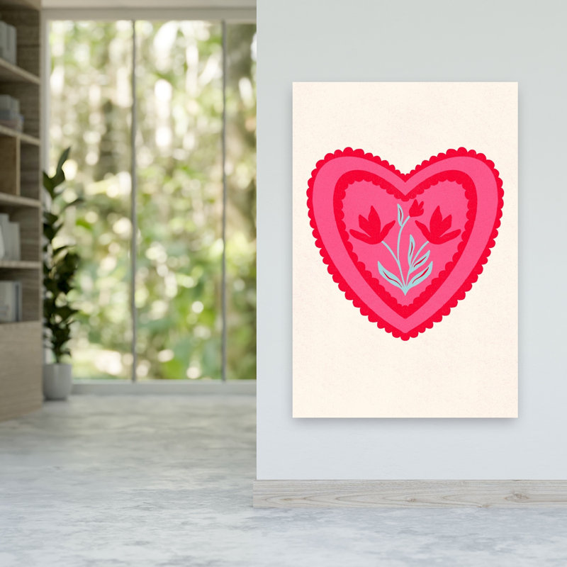 «Rose Floral Heart», impression romantique sur fond de fleur romantique classique, 60" H x 40" W