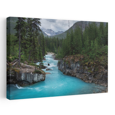 «Vermillion River Abstract Contemporary Forest Landscape», reproduction d'art mural