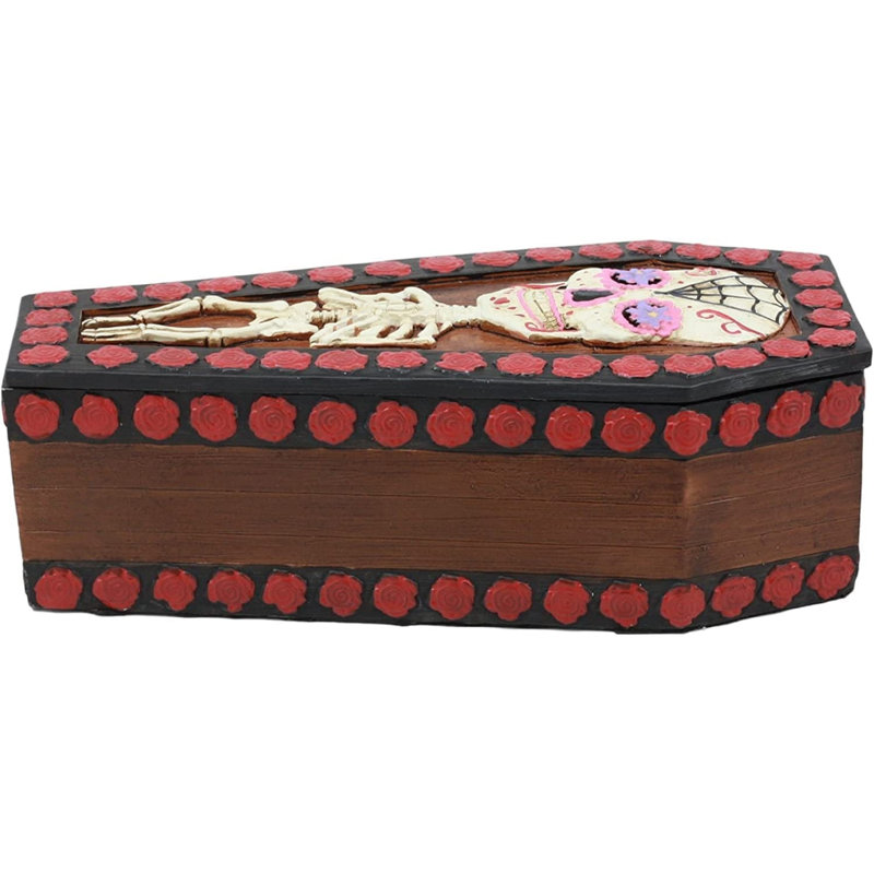 Sculpture cercueil Decamp Ebros Sugar Skulls Roses