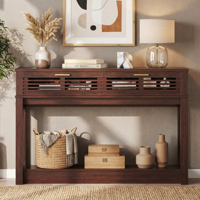 Maggie 47" Console Table with 2 Drawers and Storage Open Shelf for Living Room, Hallway, Entryway