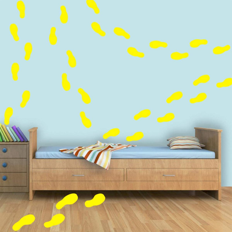 Décalcomanie murale en vinyle à empreinte de chaussures, Jaune
