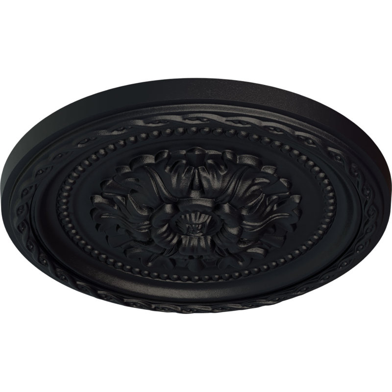 Endurathane Palmetto Ceiling Medallion, 11 1/2"OD x 1"P, Hand-Painted Steel Gray Finish, Steel Gray