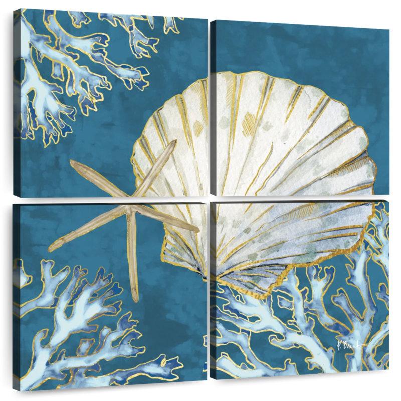 Aletra Playa Shells Indigo II, 18" H x 18" W