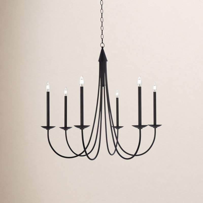 Lustre 6 lumières Baltray, H 33,7 po x l 36 po x P 36 po, Noir