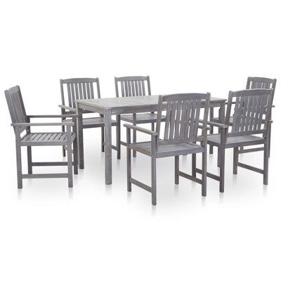 Isma 6 - Person Acacia Wood Patio Dining Set with Rectangular Table