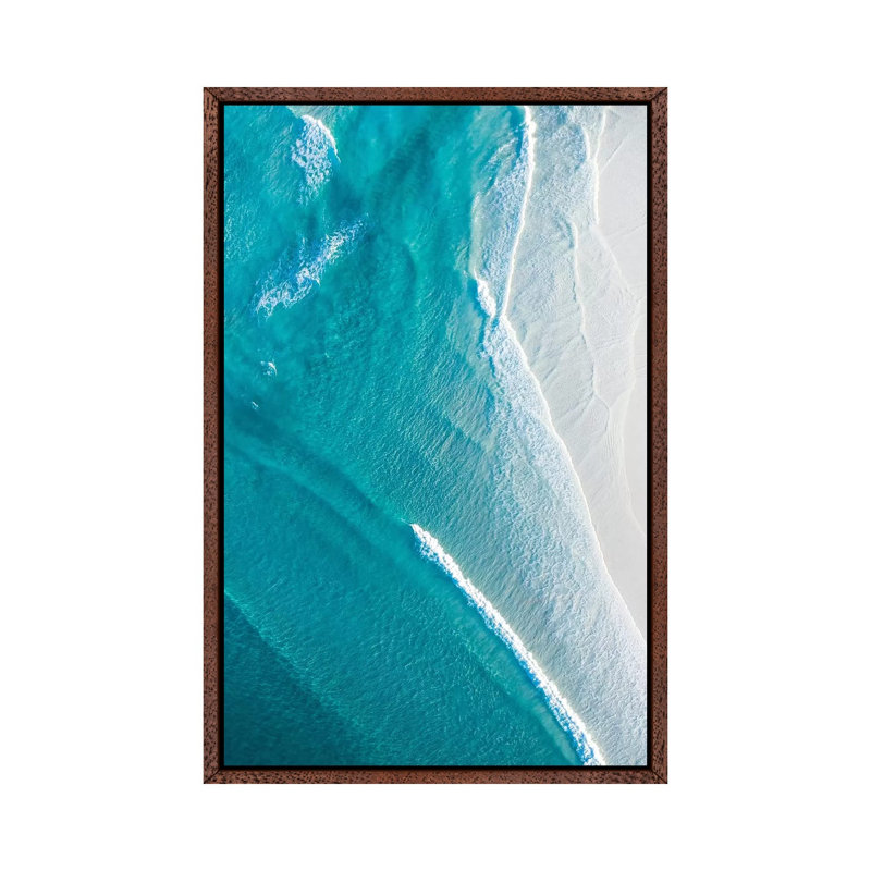 Ocean VIbes by Jaxon Roberts - Print on Canvas, 66.04cm H x 45.72cm W x 3.81cm D, Classic Brown Wood Framed