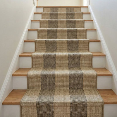 Custom Size Indoor Outdoor Runner Rug (26' x 15' Runner) - Alto Heritage Natural Beige Squares Pet Friendly Flatweave
