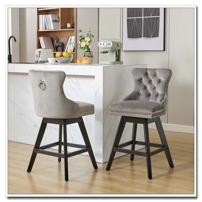 Tabourets de bar pivotants en velours capitonné, chaises de bar et tabourets de bar