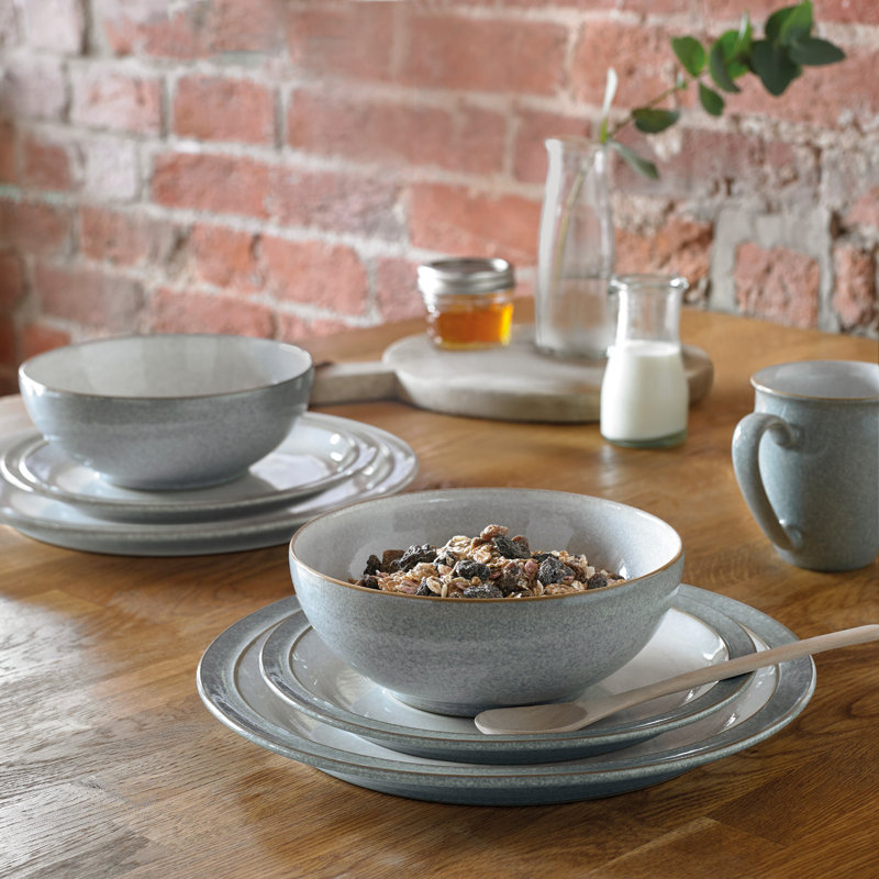 Denby Elements 12 Piece Dinnerware Set, Service for 4, Light Grey