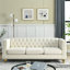 Élégants canapés en velours, canapé Chesterfield beige avec pieds en métal pour un salon moderne