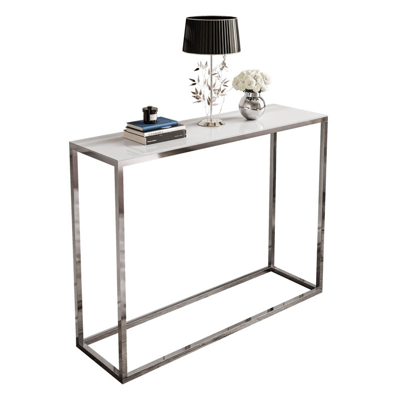 Calexico Console Table, White, Chrome, 79cm H x 100cm W x 30cm D