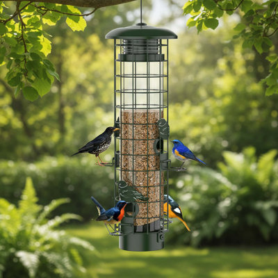 Squirrel Proof Hanging Bird Feeder, Metal Mesh For Outdoors Use