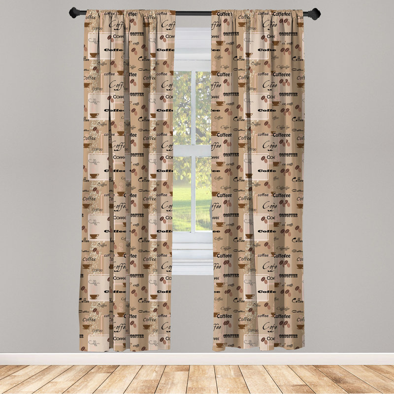 Coffee Semi-Sheer Rod Pocket Sliding Panel, 28" x 95"