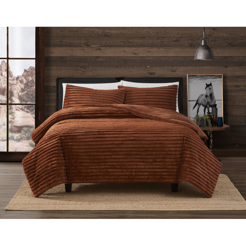 Ensemble d'édredon en velours Frye, Full/Queen Comforter Set, Rust