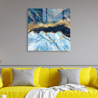 Élégante peinture décorative en verre trempé 23,6 po x 23,6 po | 100% verre trempé, épaisseur: 0,16 pouce | Parfait pour la décoration intérieure, le salon et le bureau | Pièce d'art moderne, durable et élégante