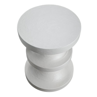 Table d'appoint moulée à la main en plâtre blanc lime