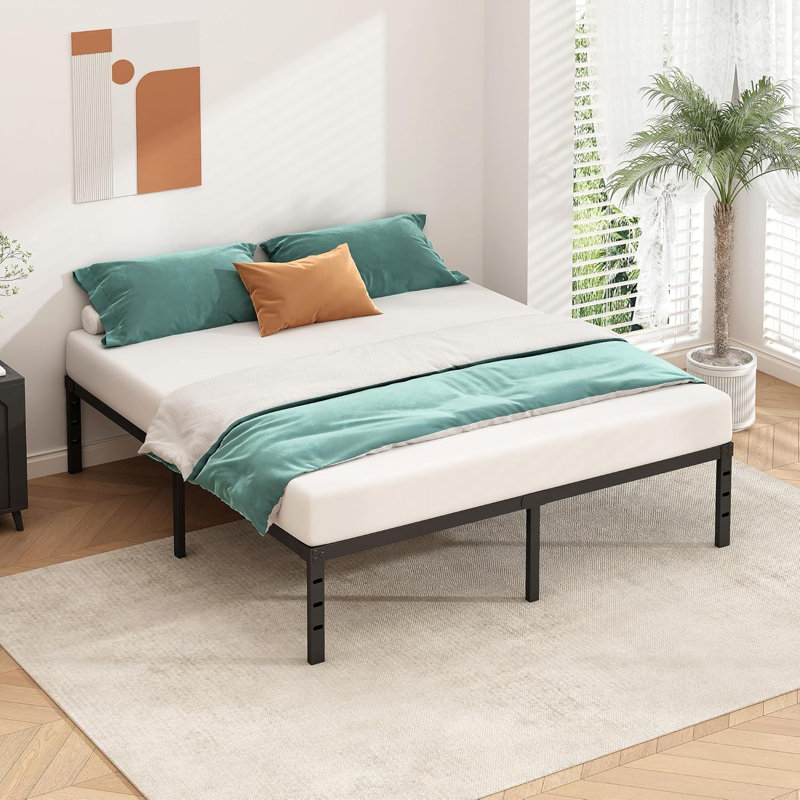 Metal Platform Bed Frame 14 Inch Tall,No Box Spring Needed, Bed With Heavy Duty Strong Support Slats,Easy To Assemble,Black