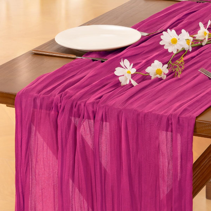 Chemin de table en étamine Cheesecloth Summer Boho Rose chaud 2 pièces de gaze rustique 10pi en tissu de fromage diaphane de style campagnard pour douche de bébé décorations de fêtes nuptiales