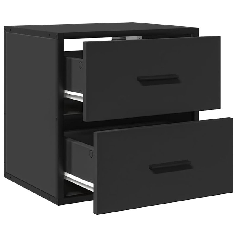 40cm W Metal Bedside Table, Black