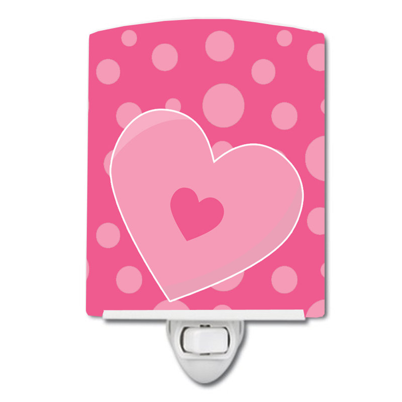 Hearts on Polka Dots Ceramic Night Light
