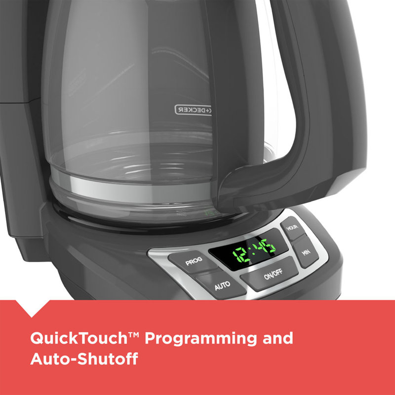 Cafetière programmable noire et grise 12 tasses