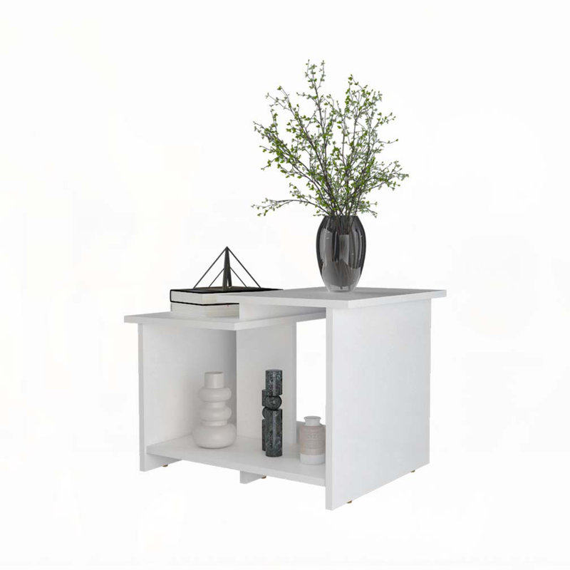 White Coffee Table with Open Storage, White