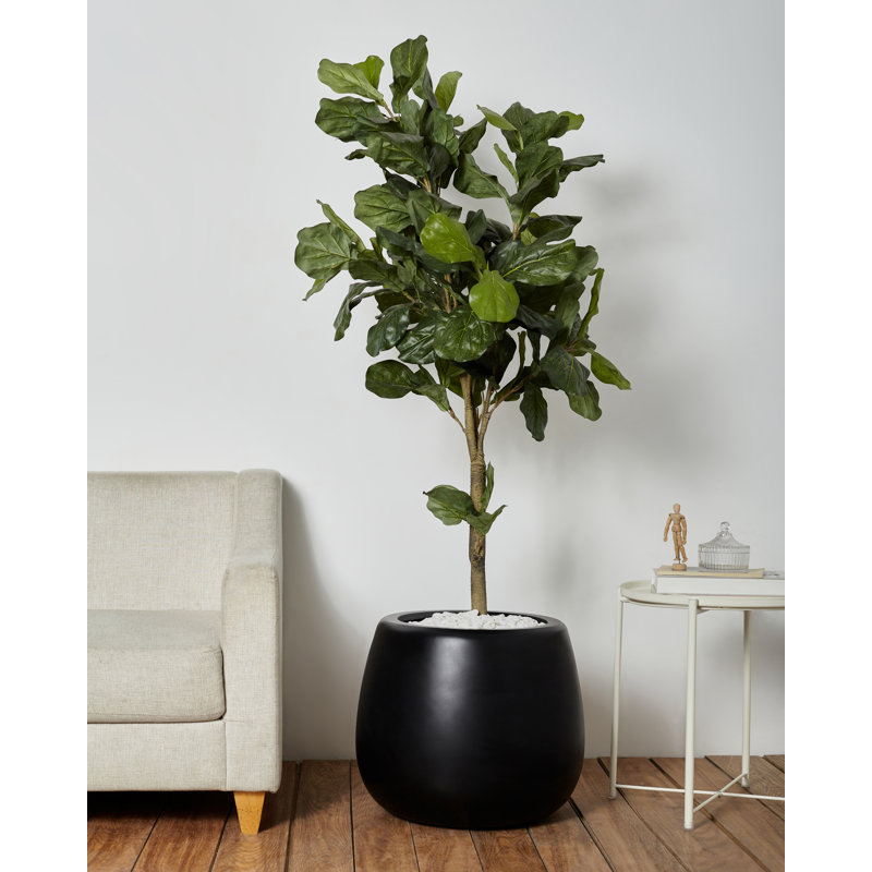 Finstad Handmade Pot Planter, 18" H x 21.25" W x 21.25" D, Black