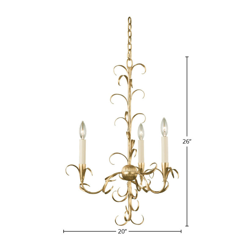Lustre à feuilles d'or oxydé Ainsley 3 LT Kalco