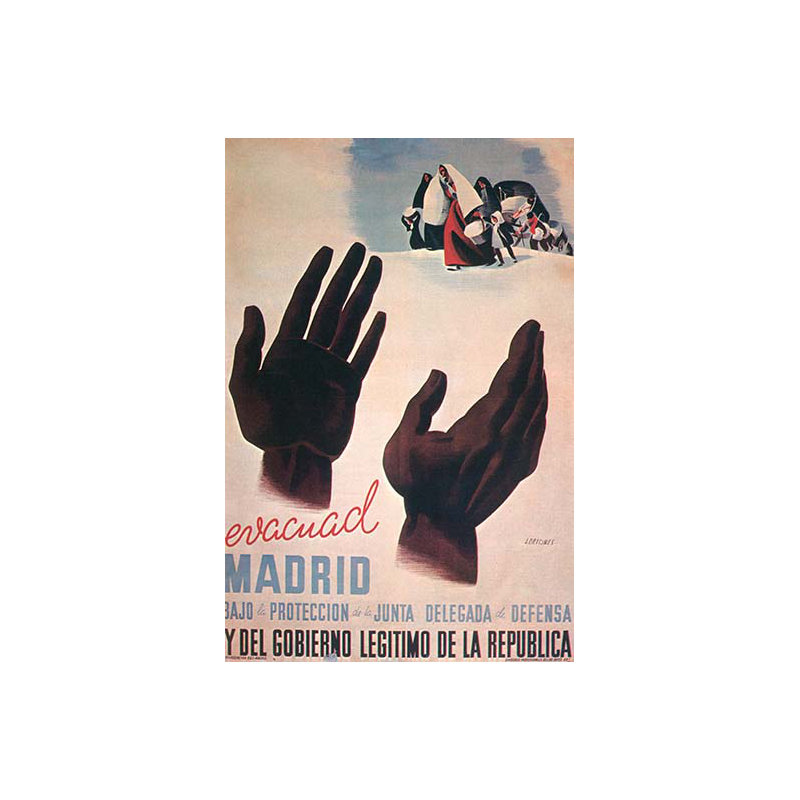 « évacuer madrid » par canavate-impression publicitaire, H 66 po x l 44 po x P 1,5 po