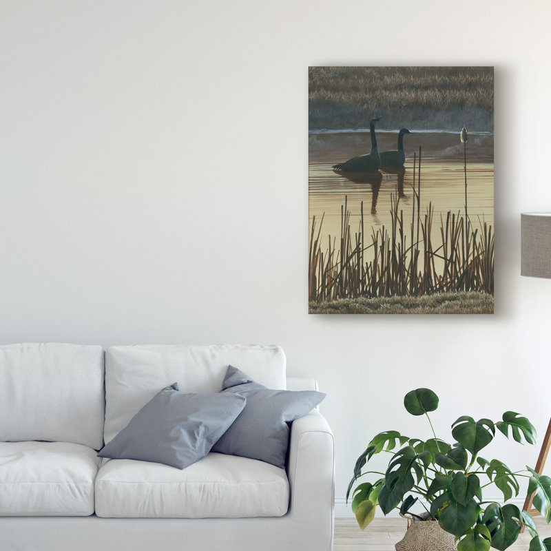 « first light ducks i », reproduction de peinture à l’acrylique sur toile tendue, H 32 po x l 24 po x P 2 po