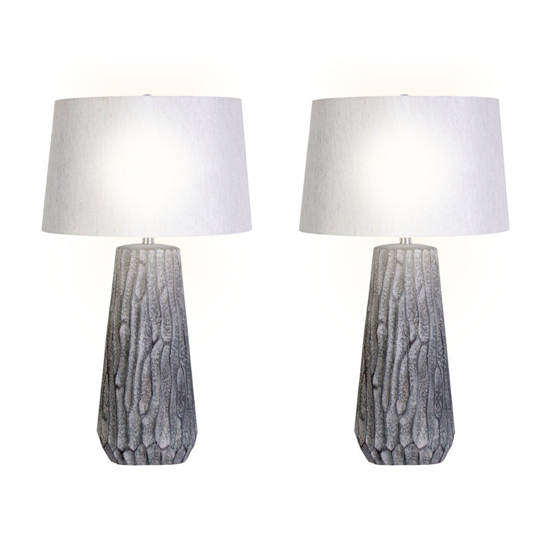 Lampe de table en céramique texturée Elegance - gris - ensemble de 2