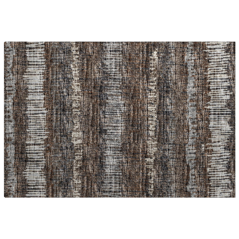 Premium Machine Washable Dream Shag Loops and Lines Rug, 1'8" x 2'6", Brown