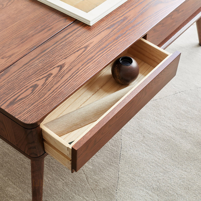 Table surélevée avec plateau relevable, bois de chêne massif, tablette de rangement, assemblage facile, idéal pour le bureau à domicile et le salon