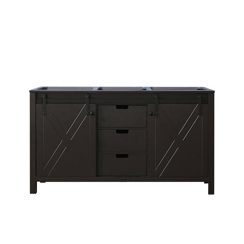 Meuble-lavabo double brun 60 po X P 22 po D, Brun