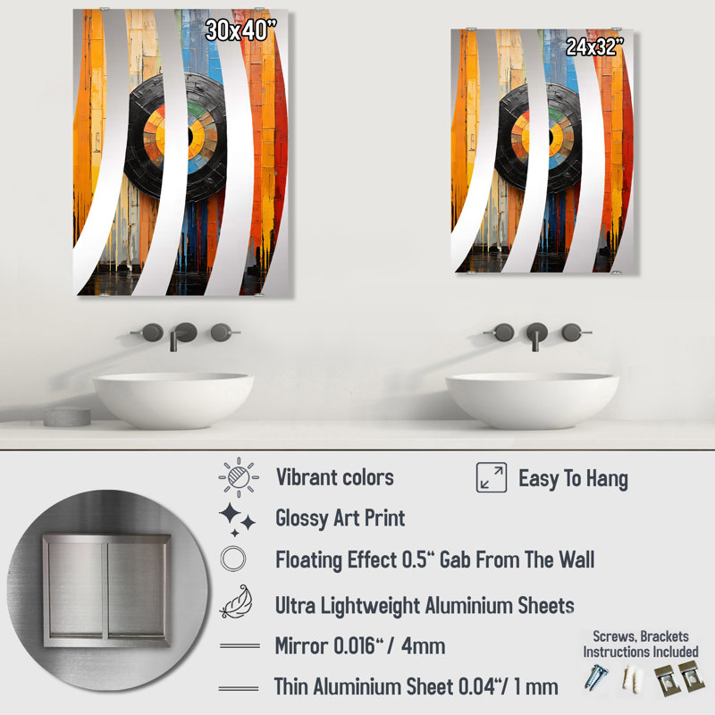 Gordy - Décoration murale miroir de disques vinyles MIR136795, 32 po x 24 po