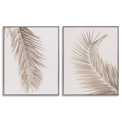 Muted Neutral Brown Palms 2pc Framed Giclee Set, design by Sisi and Seb