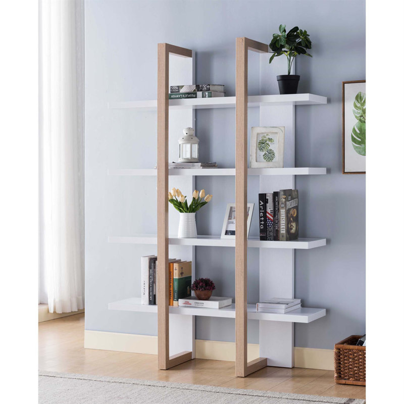 Lyle-John Etagere Bookcase, 4- Tier Display Organizing Cabinet, Tall Bookcase with Open Shelving, White