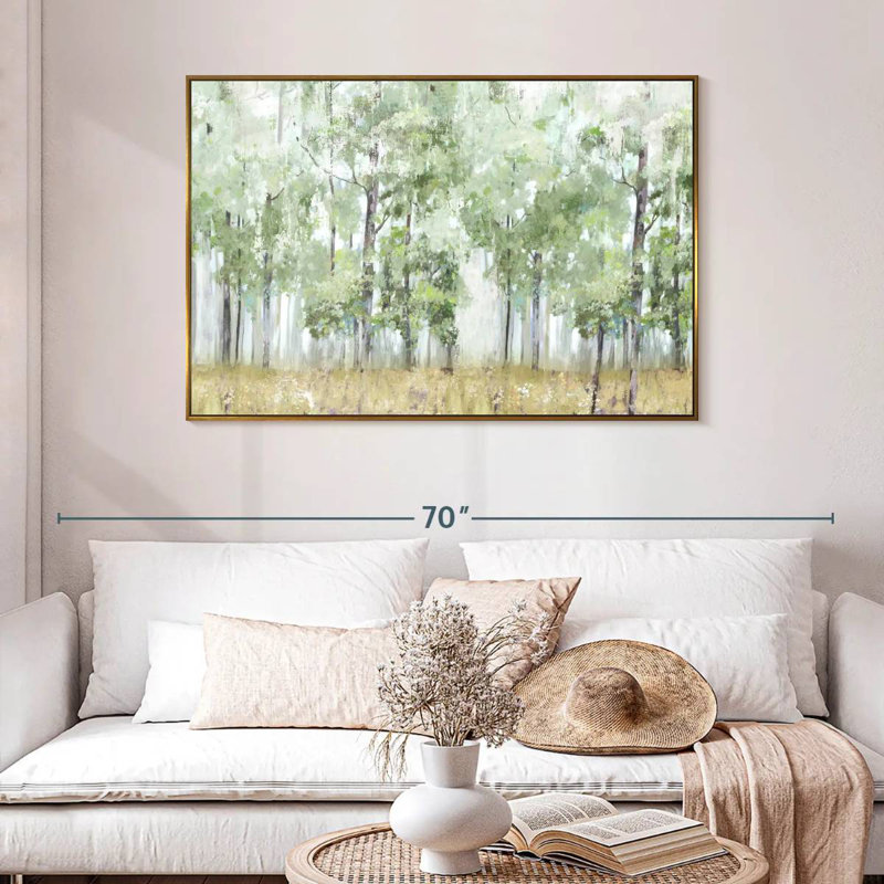 Into The Forest Light, 46 po x 31 po, Cadre flottant doré