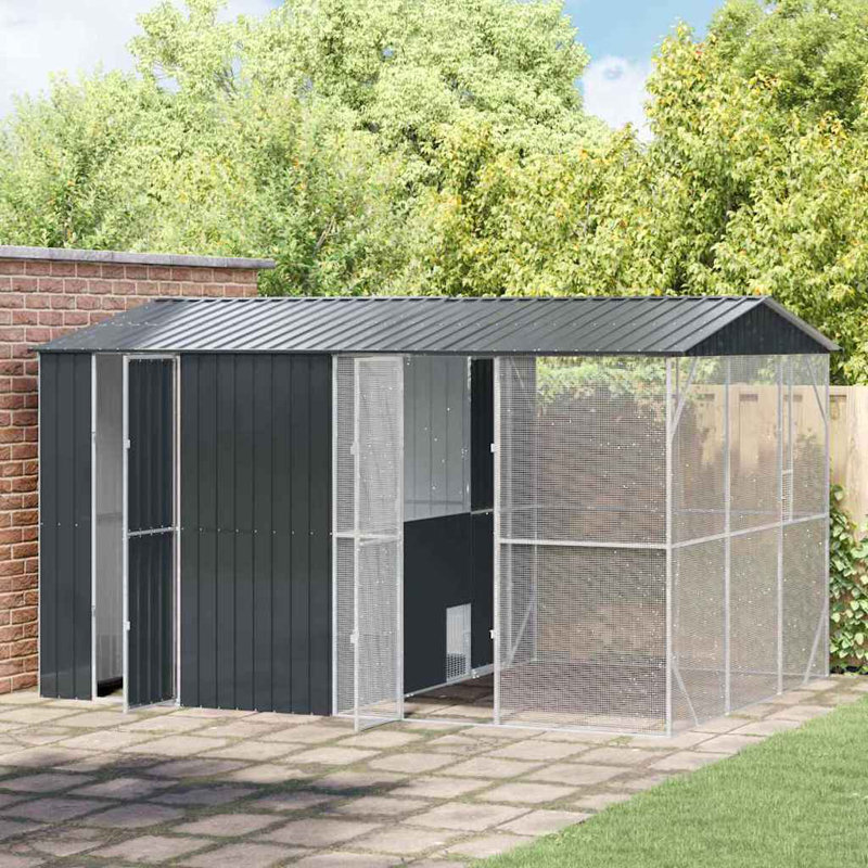 Cage à oiseaux vidaXL anthracite 338,58 x 81,89 x 97,24 po en acier galvanisé, H 247 po x l 860 po x P 208 po