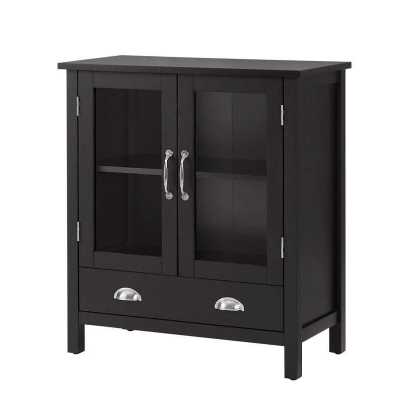 Nalaiya Accent Cabinet, Brushed Nickel, Black