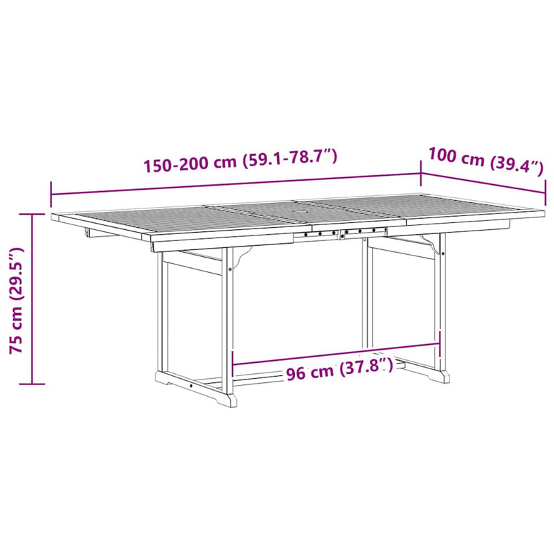 Table basse de patio en bois, L 39,4 po x L 63 po x H 29,5 po, gris
