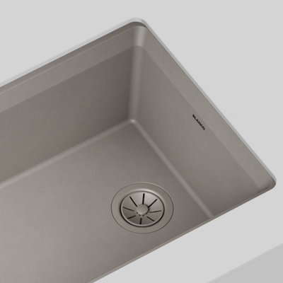 Essential Silgranit Color-Matched 3.5" Basket Strainer with Turn-to-Close Design - Truffle