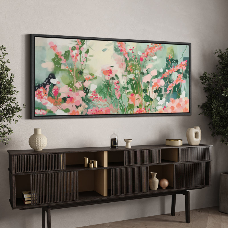 «Vibrant Wildflower Wildflower Whimsy Delicate Watercolor», reproduction sur toile encadrée, H 30 po x l 60 po