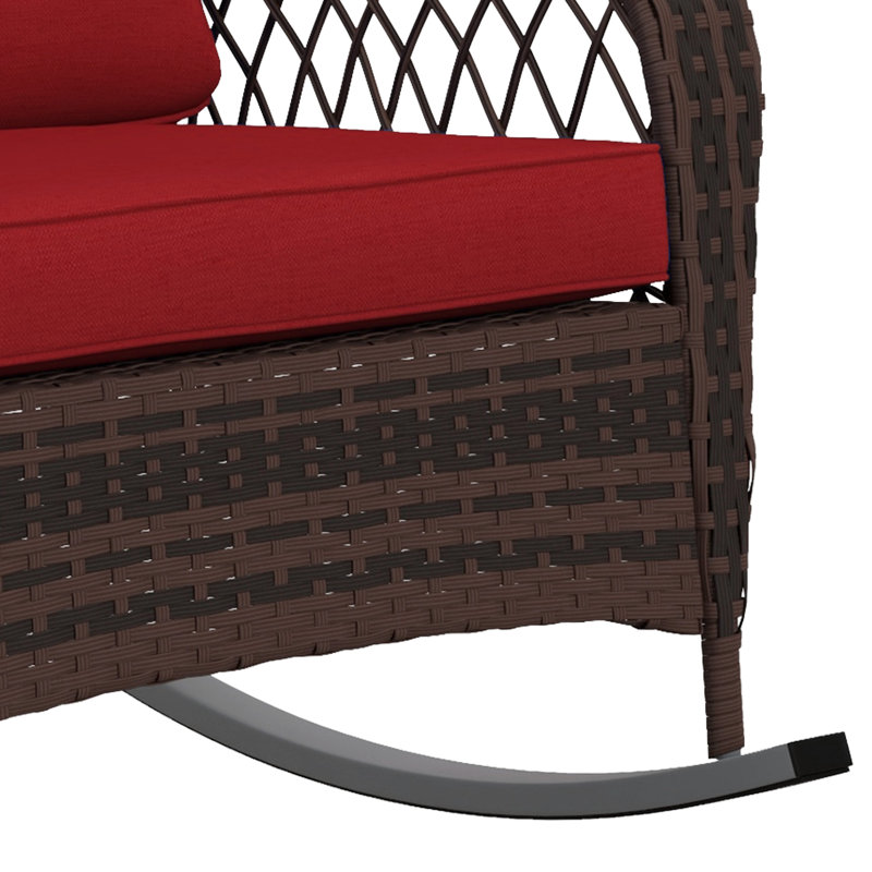 Chaise berçante en osier pour l'extérieur Outsunny, Rouge