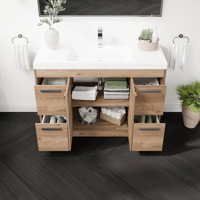 Meuble-lavabo en chêne naturel l 48 po x P 20 po Wauconda